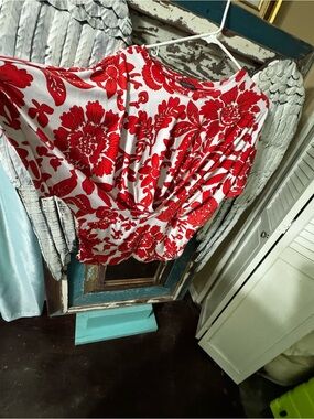 Hot pink& White Floral Dolman Sleeve Top